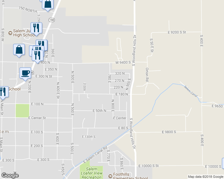 map of restaurants, bars, coffee shops, grocery stores, and more near 708 220 North in Salem