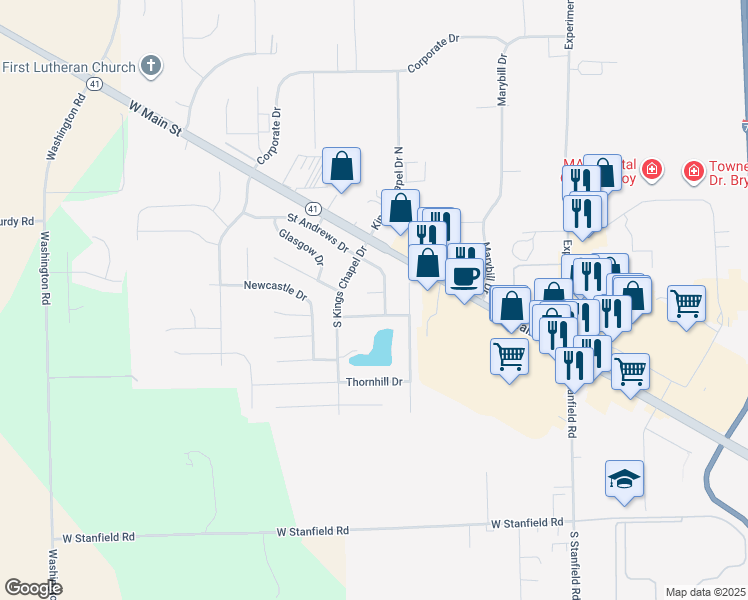 map of restaurants, bars, coffee shops, grocery stores, and more near 2404 Highland Ct in Troy