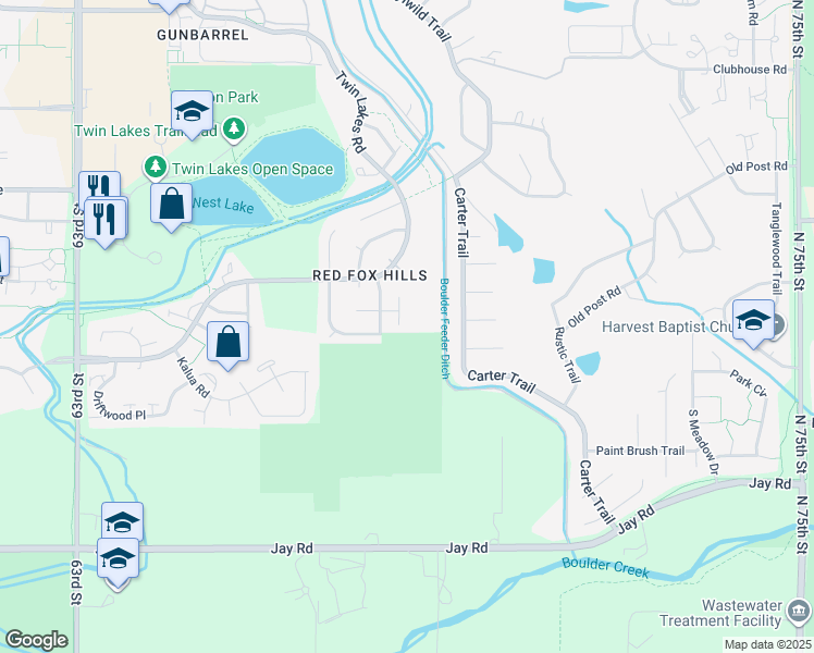 map of restaurants, bars, coffee shops, grocery stores, and more near 6838 Bugle Court in Boulder