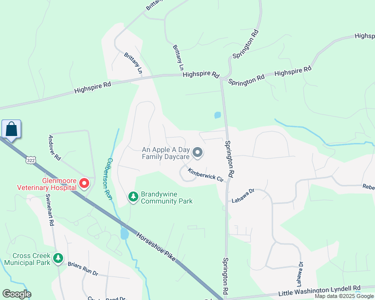 map of restaurants, bars, coffee shops, grocery stores, and more near 155 Kimberwick Circle in Glenmoore
