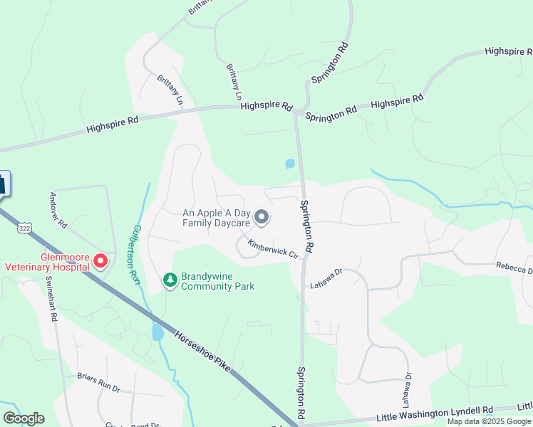 map of restaurants, bars, coffee shops, grocery stores, and more near 32 Bridle Court East in Glenmoore