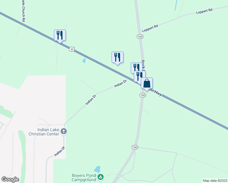 map of restaurants, bars, coffee shops, grocery stores, and more near 536 Indian Drive in Central City