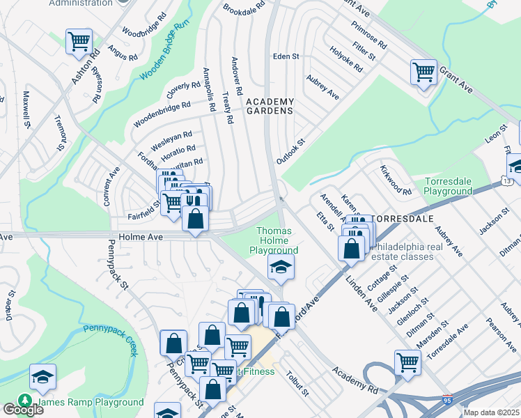 map of restaurants, bars, coffee shops, grocery stores, and more near 3329 Holme Avenue in Philadelphia