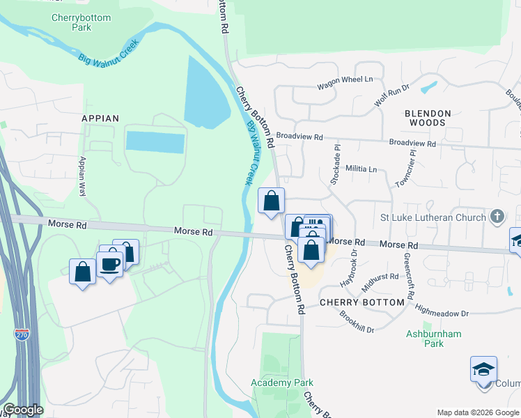 map of restaurants, bars, coffee shops, grocery stores, and more near 4276 Morse Road in Columbus