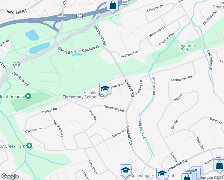 map of restaurants, bars, coffee shops, grocery stores, and more near 534 Wyncotte Circle in Berwyn