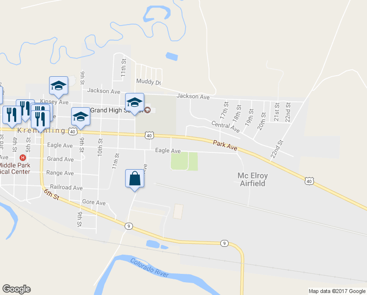 map of restaurants, bars, coffee shops, grocery stores, and more near 1419 Eagle Ave in Kremmling