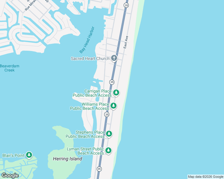 map of restaurants, bars, coffee shops, grocery stores, and more near 906 East Avenue in Mantoloking