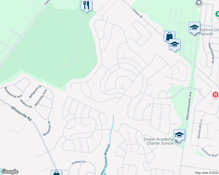 map of restaurants, bars, coffee shops, grocery stores, and more near 4 Morning Glory Lane in Lakewood