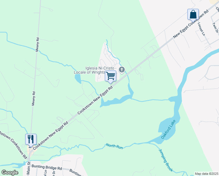 map of restaurants, bars, coffee shops, grocery stores, and more near 161 County Road 616 in Wrightstown