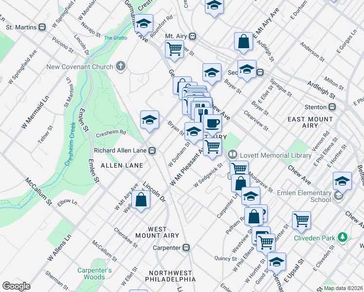 map of restaurants, bars, coffee shops, grocery stores, and more near in Philadelphia