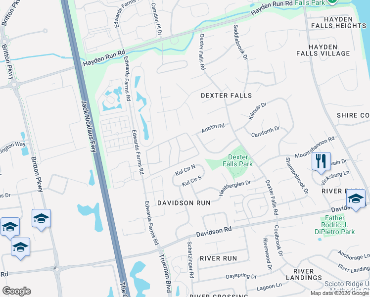 map of restaurants, bars, coffee shops, grocery stores, and more near 3827 Saint Malo Way in Columbus