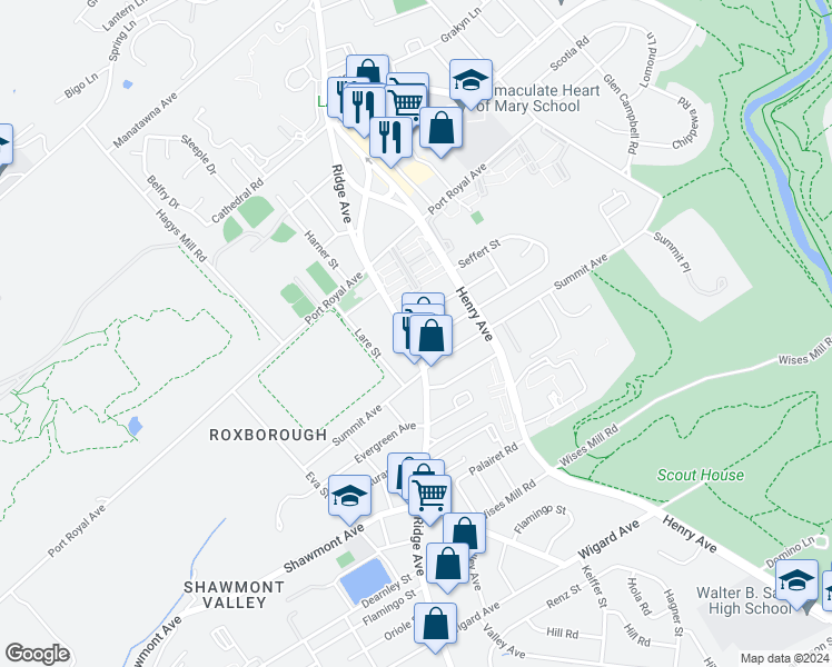 map of restaurants, bars, coffee shops, grocery stores, and more near 8133 Ridge Avenue in Philadelphia