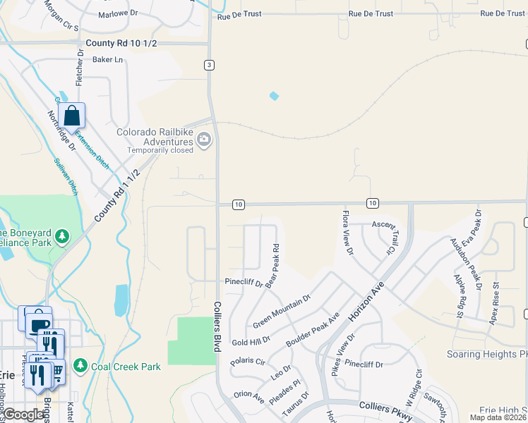 map of restaurants, bars, coffee shops, grocery stores, and more near 491 Silver Crown Court in Erie