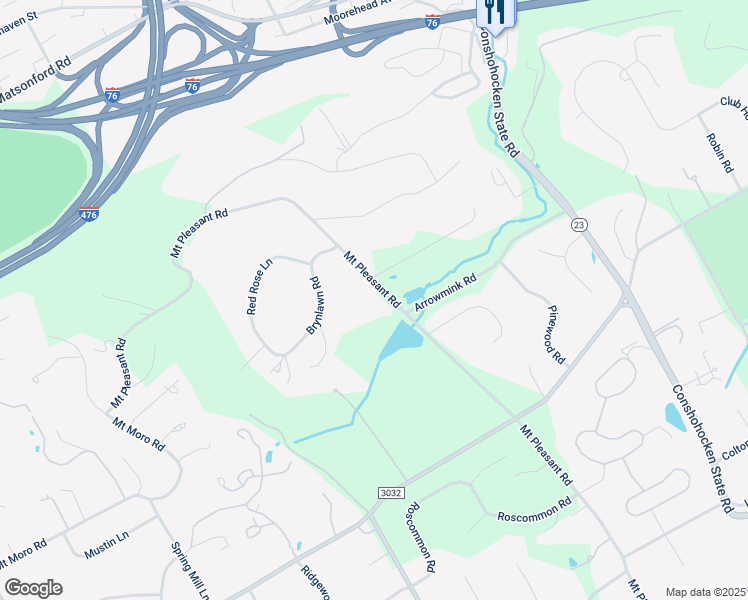 map of restaurants, bars, coffee shops, grocery stores, and more near 1412 Mount Pleasant Road in Villanova