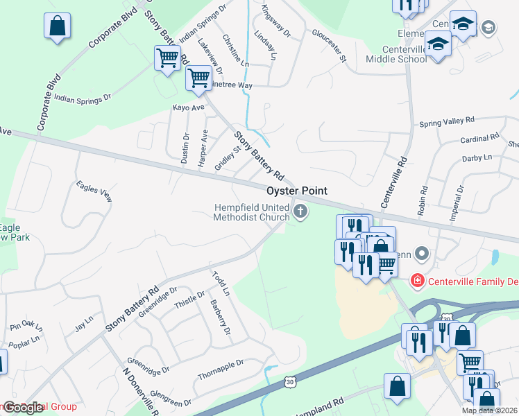 map of restaurants, bars, coffee shops, grocery stores, and more near 3135 Sandstone Drive in Lancaster