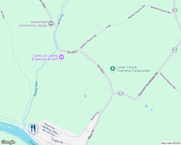 map of restaurants, bars, coffee shops, grocery stores, and more near 163 Banning Road in Dawson