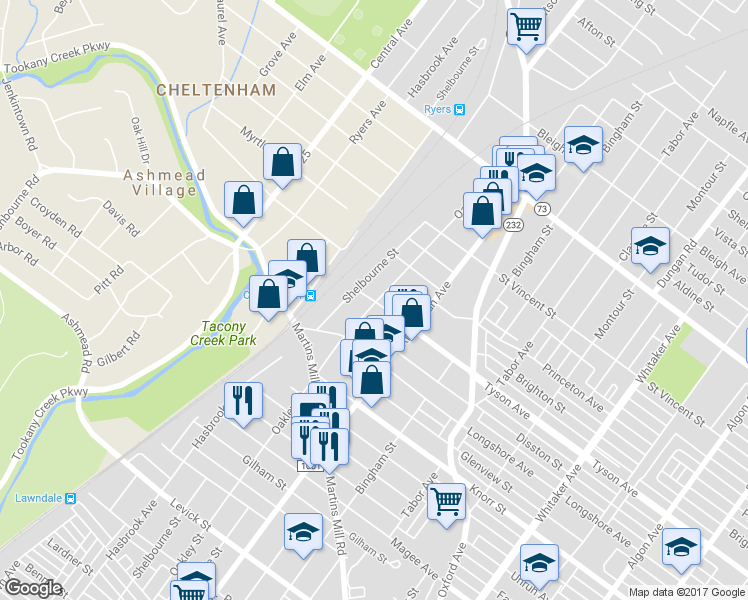 map of restaurants, bars, coffee shops, grocery stores, and more near 344 Tyson Avenue in Philadelphia
