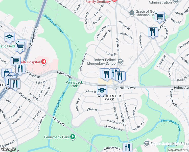 map of restaurants, bars, coffee shops, grocery stores, and more near 2932 Walnut Hill Street in Philadelphia