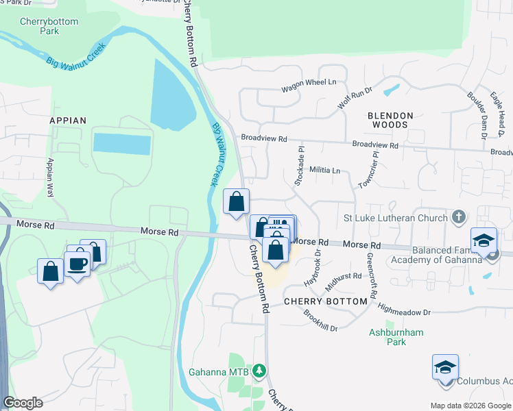 map of restaurants, bars, coffee shops, grocery stores, and more near 4300 Morse Road in Columbus
