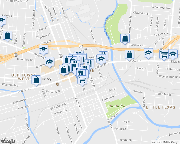 map of restaurants, bars, coffee shops, grocery stores, and more near 10 S 2nd St in Newark