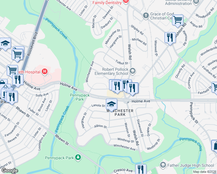 map of restaurants, bars, coffee shops, grocery stores, and more near 2932 Walnut Hill Street in Philadelphia