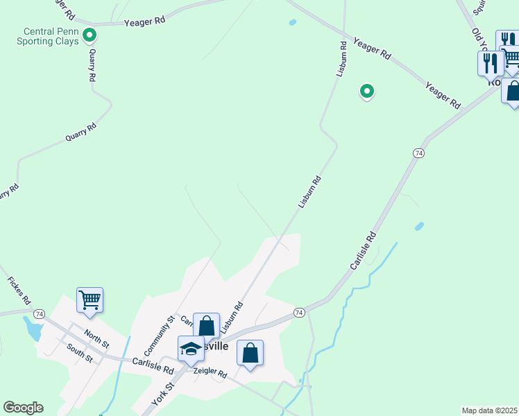 map of restaurants, bars, coffee shops, grocery stores, and more near 1583 Lisburn Road in Wellsville