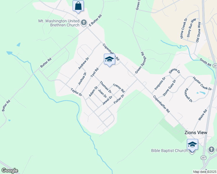 map of restaurants, bars, coffee shops, grocery stores, and more near 105 Trevor Drive in York