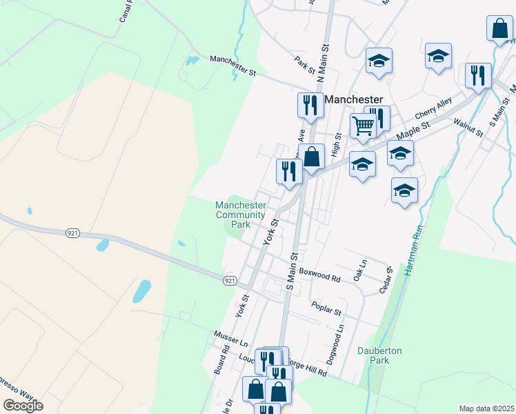 map of restaurants, bars, coffee shops, grocery stores, and more near 30 Harding Street in Manchester