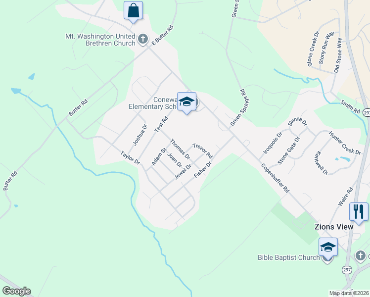 map of restaurants, bars, coffee shops, grocery stores, and more near 55 Jewel Drive in York