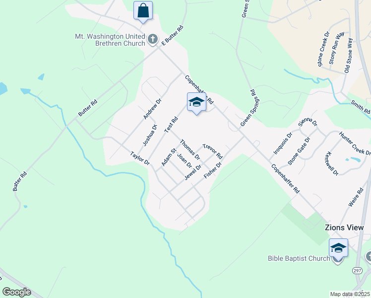 map of restaurants, bars, coffee shops, grocery stores, and more near 90 Thomas Drive in York
