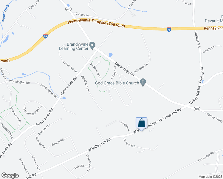 map of restaurants, bars, coffee shops, grocery stores, and more near 117 Sagewood Drive in Malvern