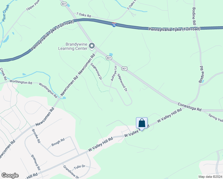 map of restaurants, bars, coffee shops, grocery stores, and more near 117 Sagewood Drive in Malvern