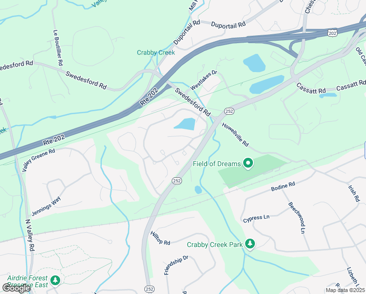 map of restaurants, bars, coffee shops, grocery stores, and more near 95 Daylesford Boulevard in Berwyn
