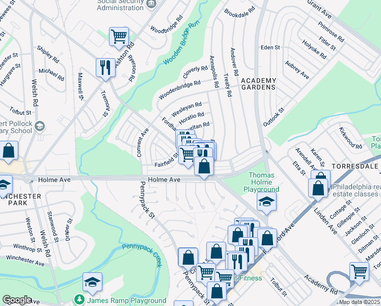 map of restaurants, bars, coffee shops, grocery stores, and more near 3143 Willits Road in Philadelphia