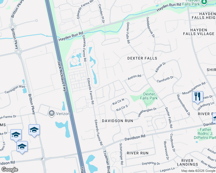 map of restaurants, bars, coffee shops, grocery stores, and more near 5088 Dinard Way in Columbus