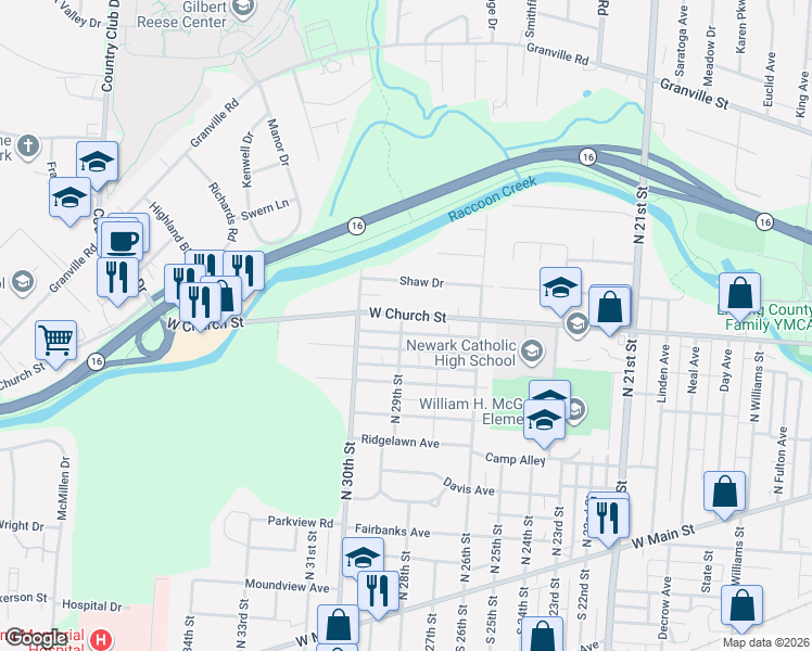 map of restaurants, bars, coffee shops, grocery stores, and more near 990 Lawnview Avenue in Newark
