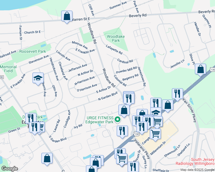 map of restaurants, bars, coffee shops, grocery stores, and more near 409 North Garden Boulevard in Beverly