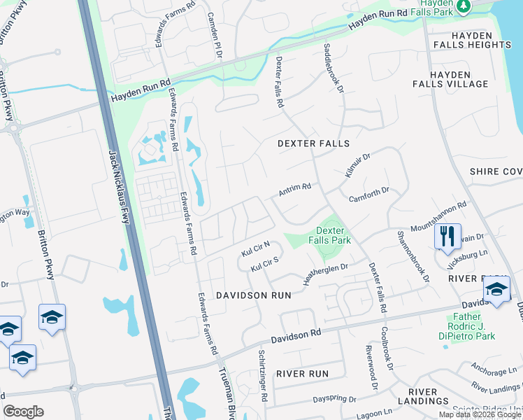 map of restaurants, bars, coffee shops, grocery stores, and more near 3827 Saint Malo Way in Columbus