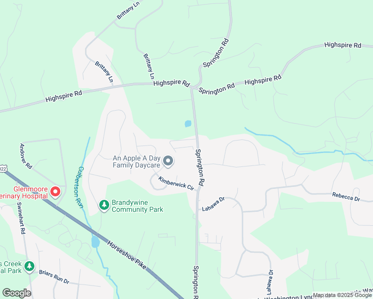 map of restaurants, bars, coffee shops, grocery stores, and more near 14 Forsynthia Lane in Glenmoore