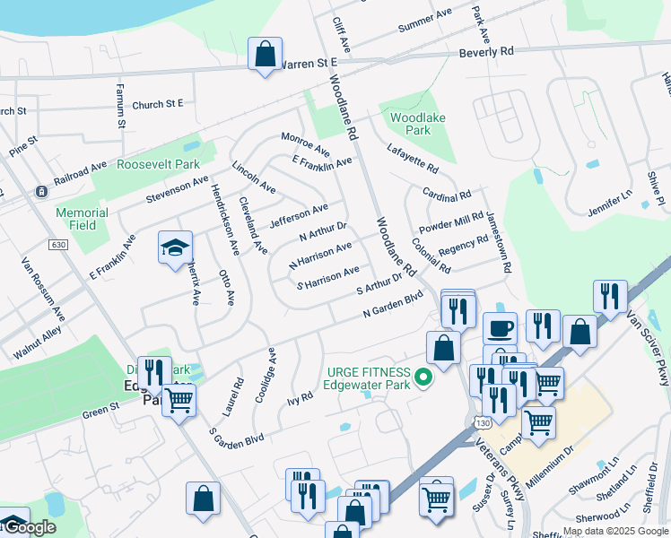 map of restaurants, bars, coffee shops, grocery stores, and more near 315 Harrison Avenue in Beverly
