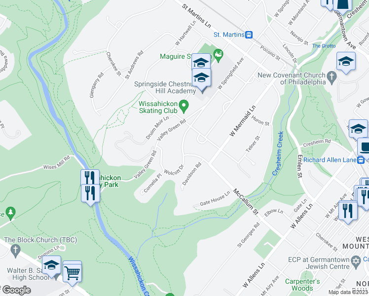 map of restaurants, bars, coffee shops, grocery stores, and more near 704 Wolcott Drive in Philadelphia
