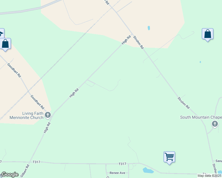map of restaurants, bars, coffee shops, grocery stores, and more near 100 High Road in Shippensburg