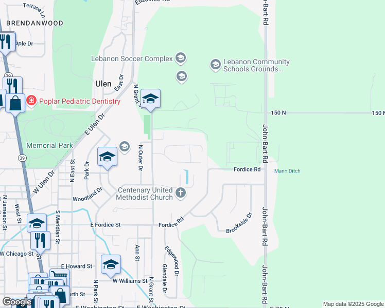 map of restaurants, bars, coffee shops, grocery stores, and more near 908 Sorrell Court in Lebanon