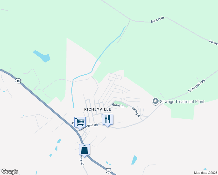 map of restaurants, bars, coffee shops, grocery stores, and more near 127 Oak Street in Centerville