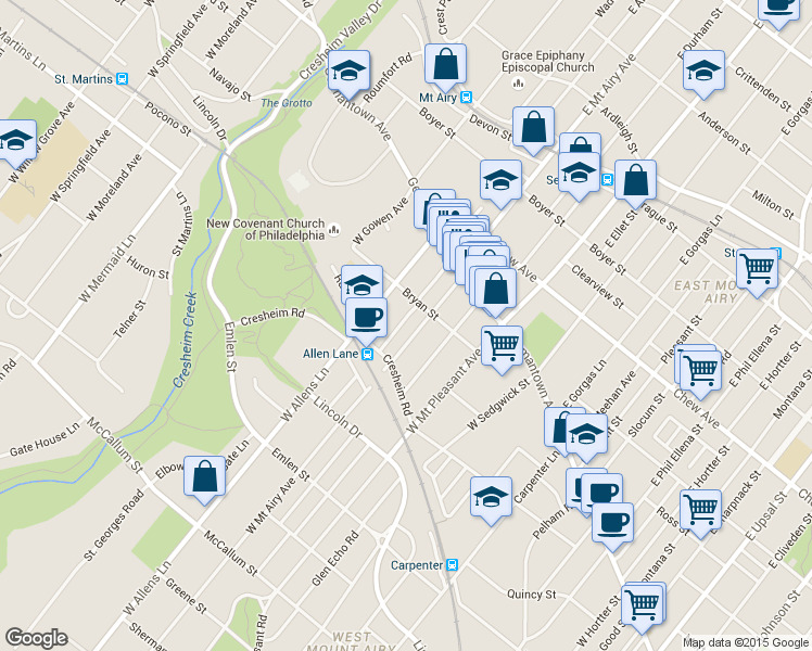 map of restaurants, bars, coffee shops, grocery stores, and more near 114 W Nippon St in Philadelphia