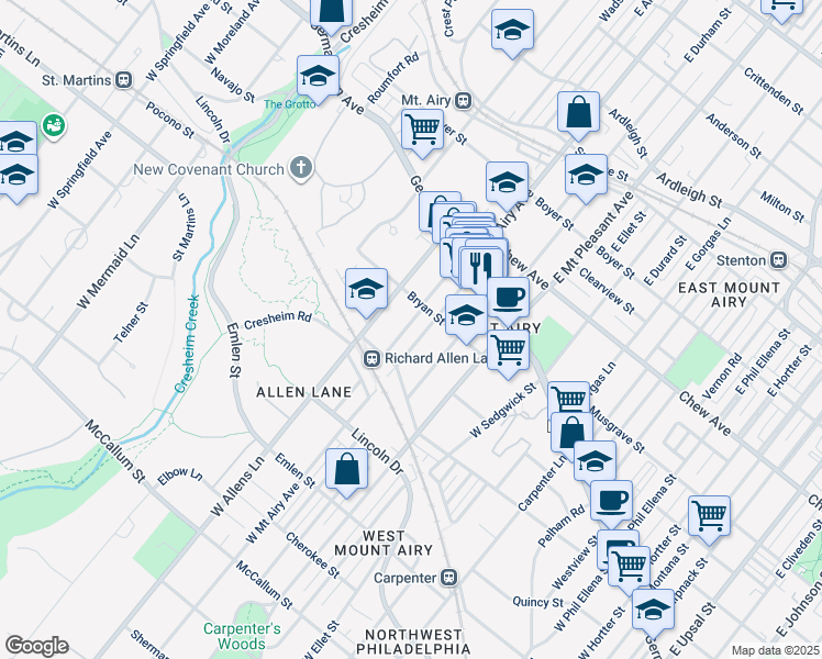 map of restaurants, bars, coffee shops, grocery stores, and more near 114 W Nippon St in Philadelphia