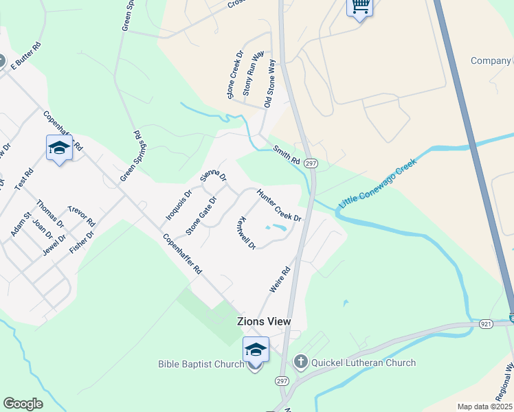 map of restaurants, bars, coffee shops, grocery stores, and more near 115 Kentwell Drive in York