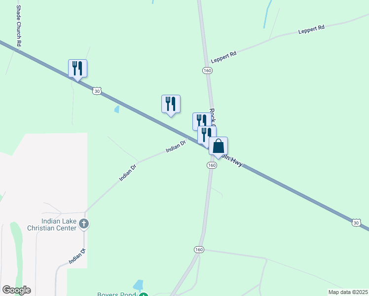 map of restaurants, bars, coffee shops, grocery stores, and more near 536 Indian Drive in Central City