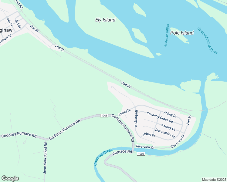 map of restaurants, bars, coffee shops, grocery stores, and more near 405 North Burberry Lane in Mount Wolf