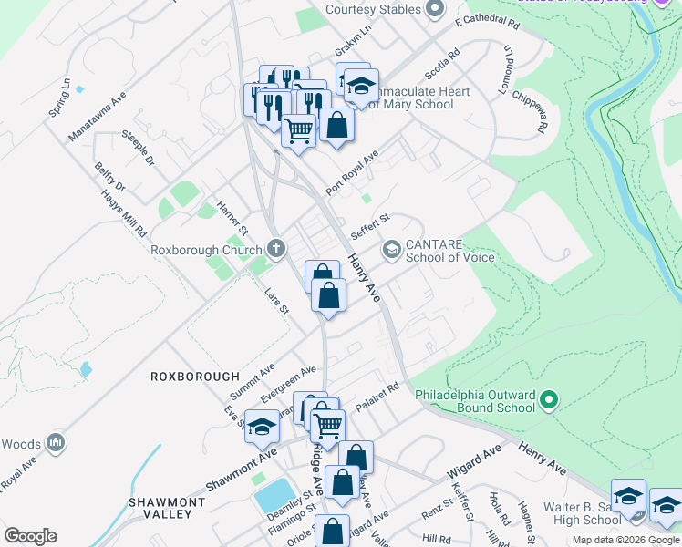 map of restaurants, bars, coffee shops, grocery stores, and more near 656 Keely Street in Philadelphia